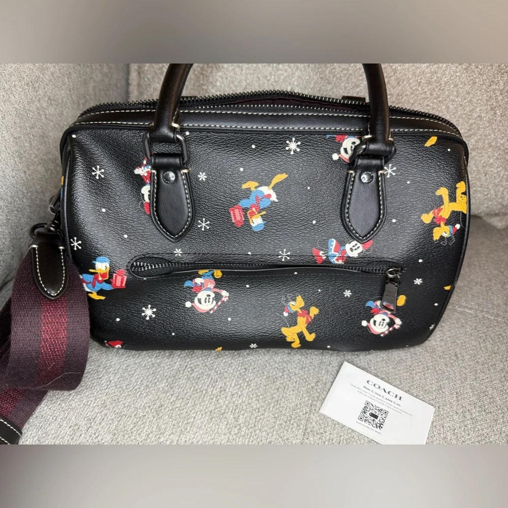 Disney X Coach Rowan Satchel With Holiday Print - Picture 5 of 6